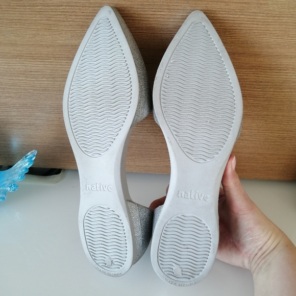 Native Audrey Bling D'Orsay Silver Glitter Sparkle Slip On Flats 8 - Picture 11 of 16